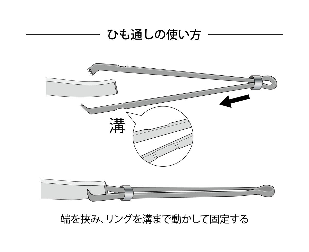 はさみ式ひも通し