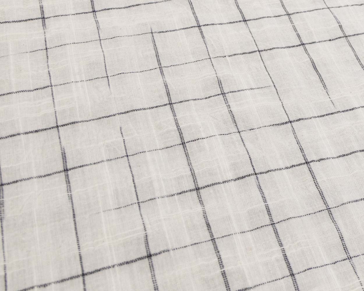 Cotton Khadi - 白×黒グラフチェック