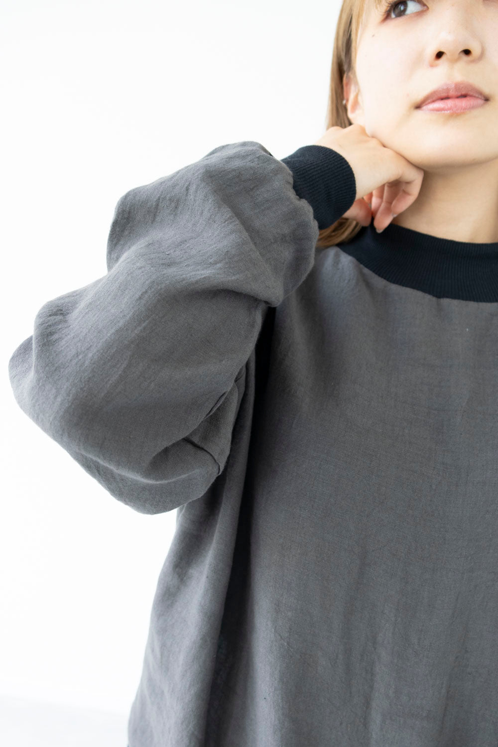 【Printed pattern】no.9 Rib neck wide pullover