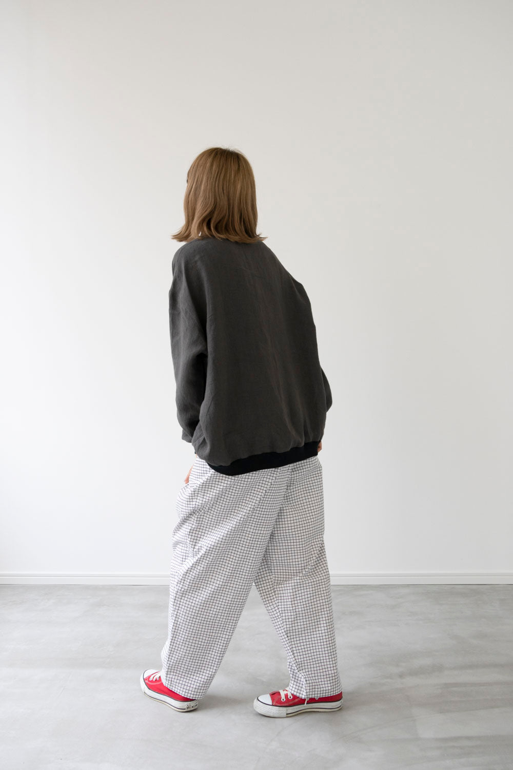 【Printed pattern】no.9 Rib neck wide pullover