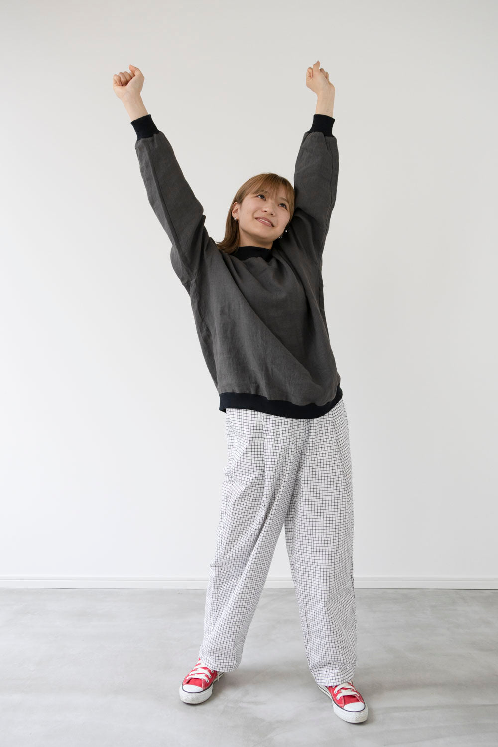 【Printed pattern】no.9 Rib neck wide pullover