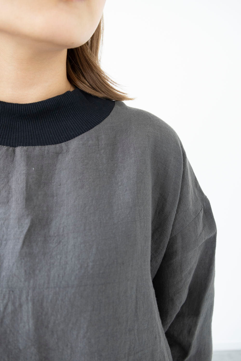 【Printed pattern】no.9 Rib neck wide pullover