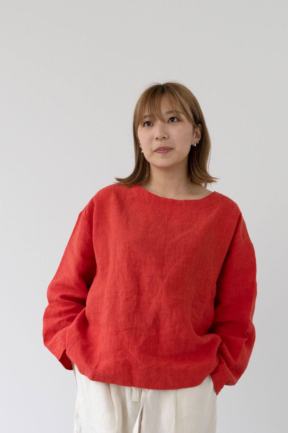 【Printed pattern】no.9 Rib neck wide pullover
