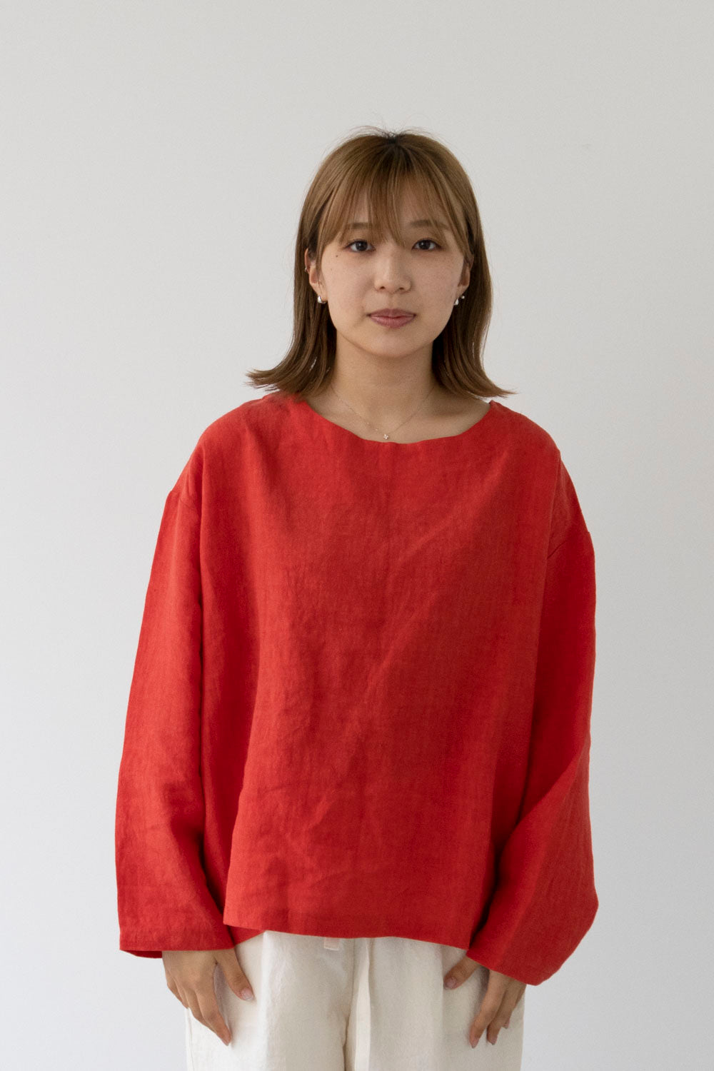 【Printed pattern】no.9 Rib neck wide pullover