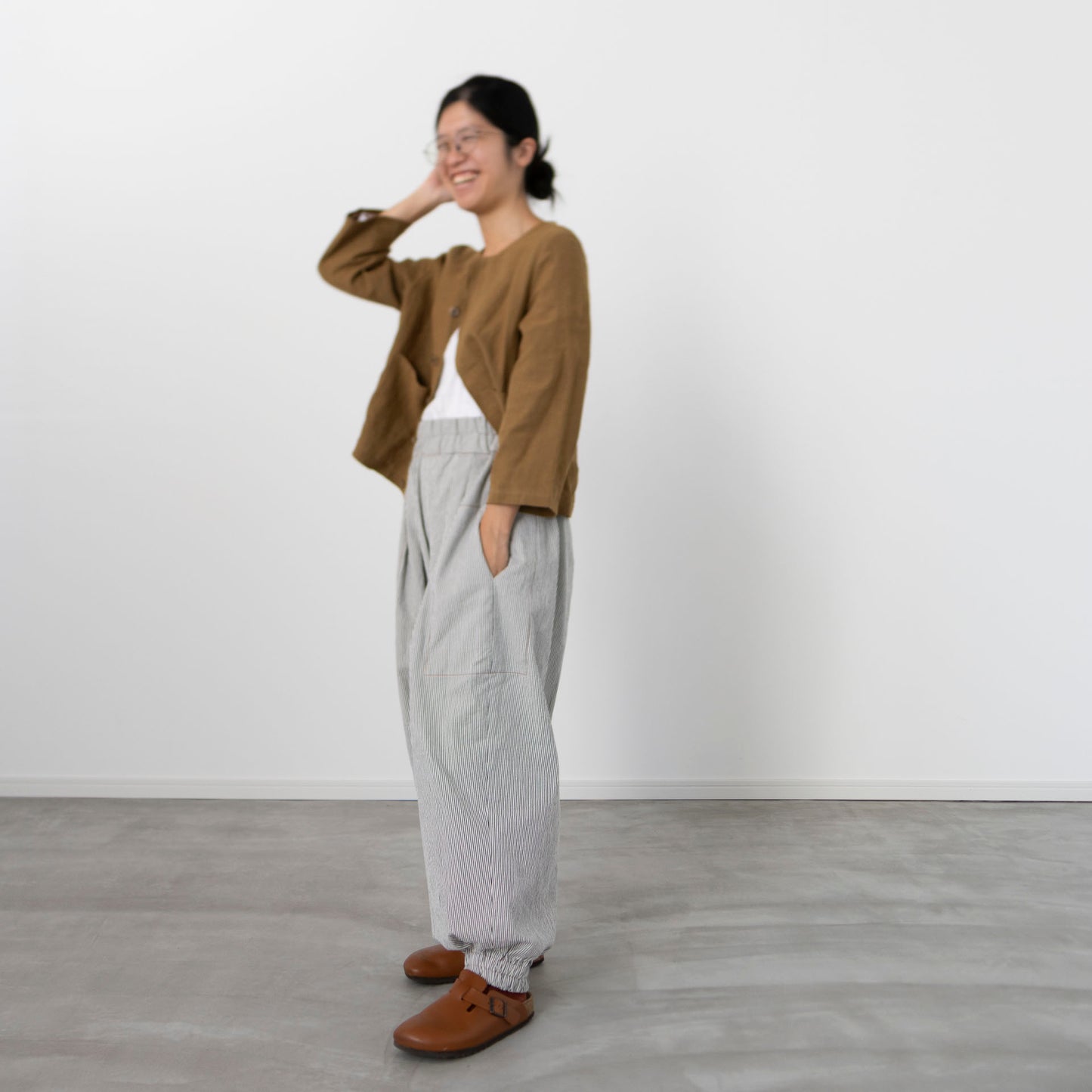 【Kit】Barrel pants -S&T select. Peter 先染ヒッコリー-