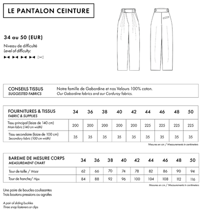 【Printed pattern】Pantalon Ceinture