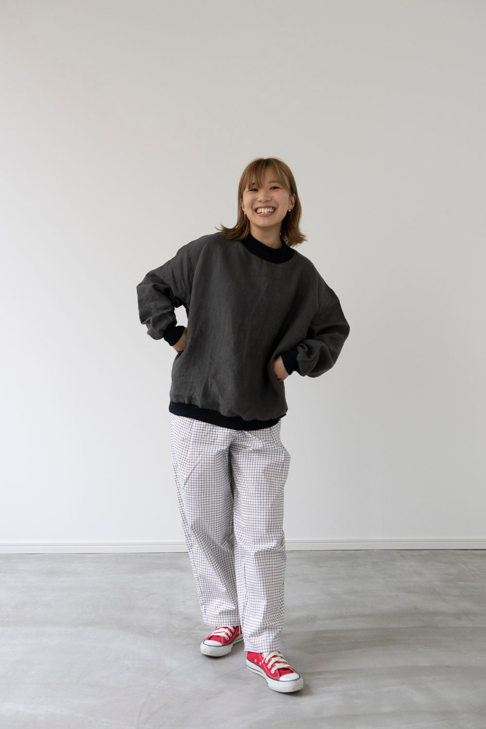 【Printed pattern】no.9 Rib neck wide pullover