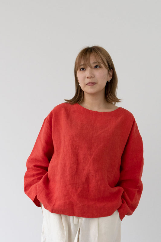 【Printed pattern】no.9 Rib neck wide pullover